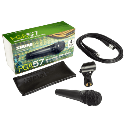 Shure PGA57-XLR Cardioid Dynamic Instrument Microphone, XLR Cable - front view
