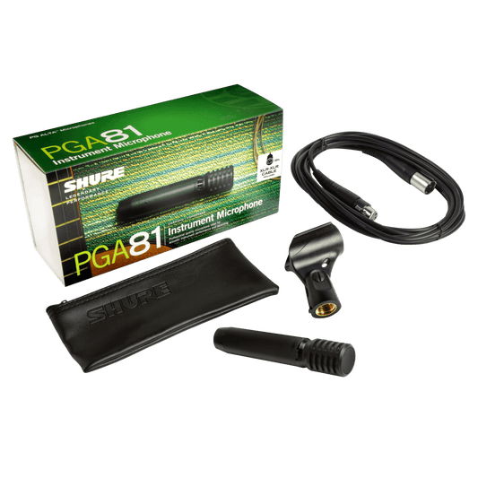 Shure PGA81-XLR Cardioid Condenser Instrument Microphone, XLR Cable - front view