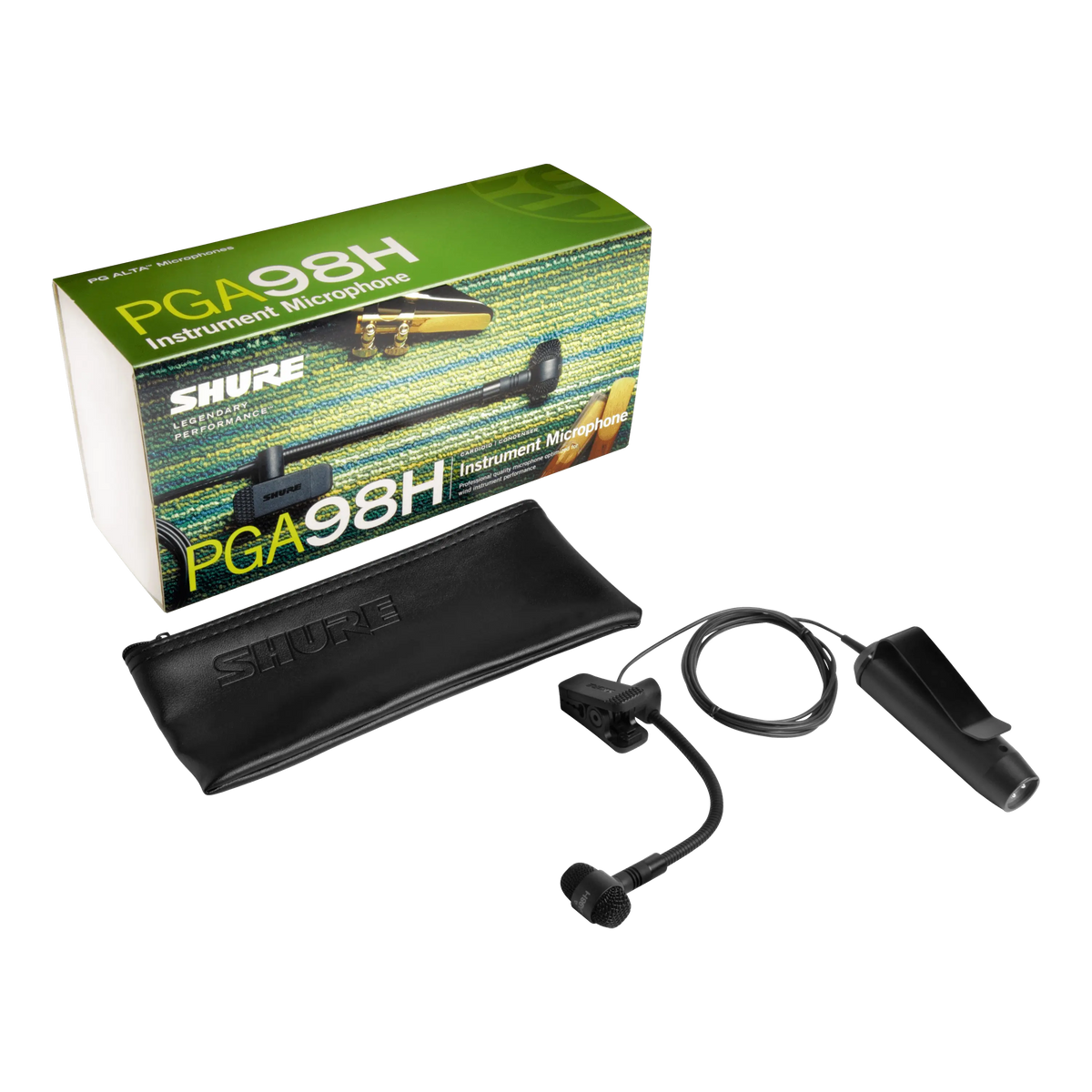 Shure PGA98H-XLR Cardioid Condenser Instrument Clip Microphone - front view