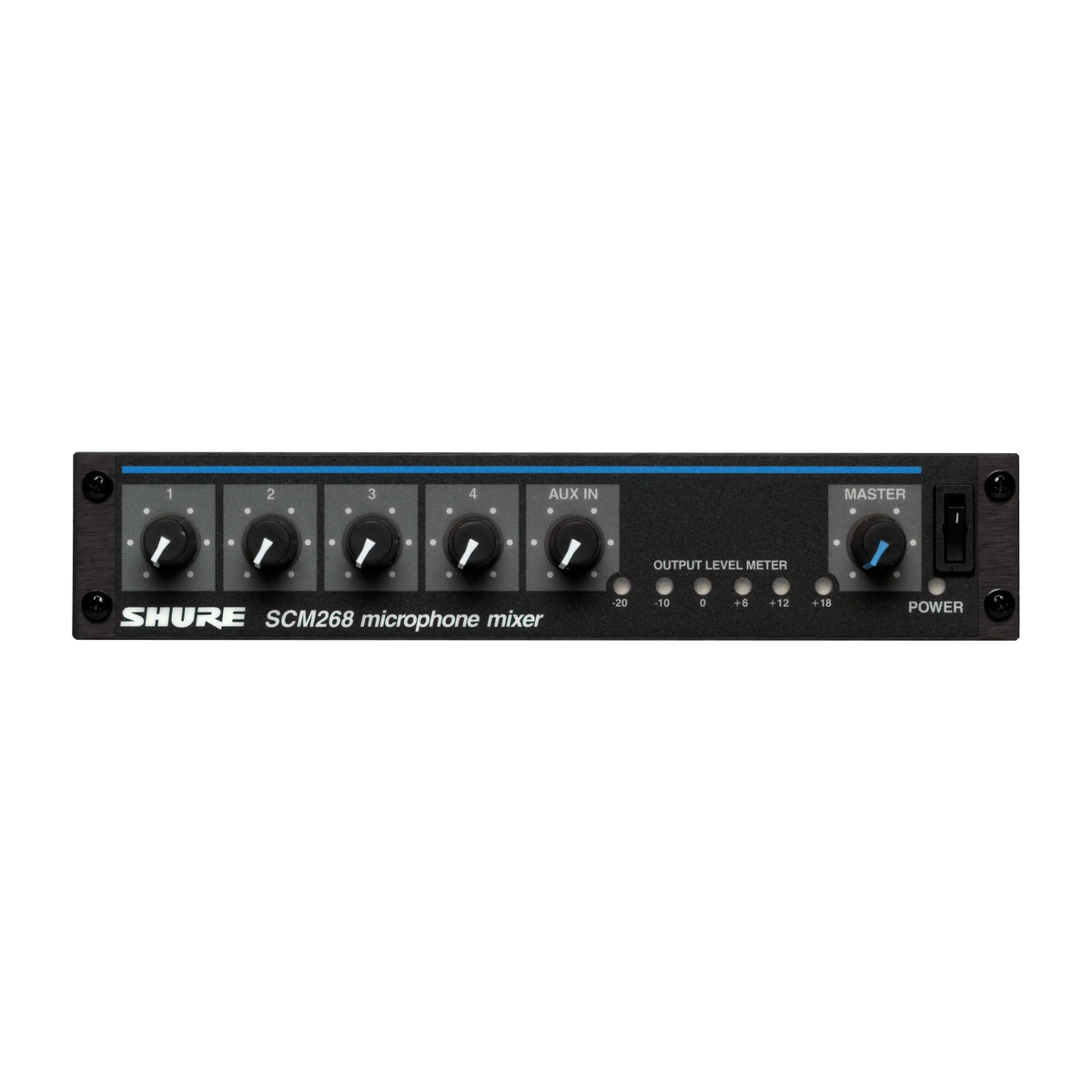 Shure SCM268 4-Channel Microphone Mixer - front view