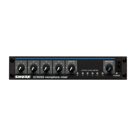 Shure SCM268 4-Channel Microphone Mixer - front view