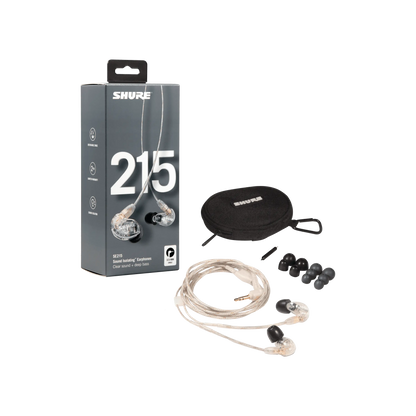 Shure SE215-CL Professional Sound Isolating Earphones, Clear - product view 4