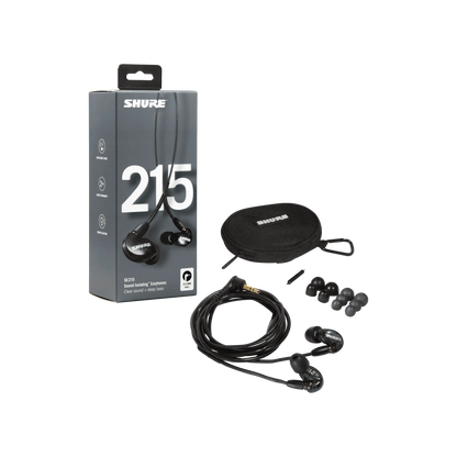 Shure SE215-K Professional Sound Isolating Earphones, Black - front view