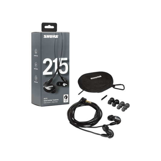 Shure SE215-K Professional Sound Isolating Earphones, Black - front view
