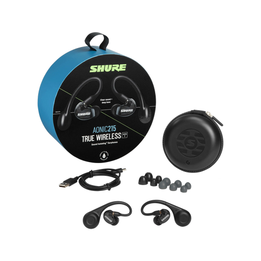 Shure SE21DYBK+TW2 True Wireless Sound Isolating Earphones, Gen 2 - front view