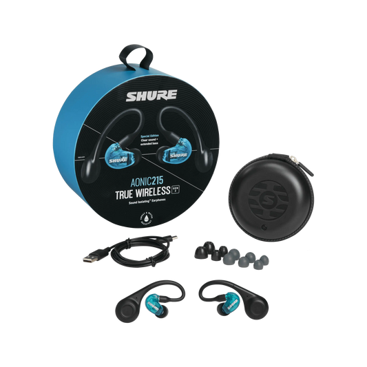 Shure SE21DYBL+TW2 True Wireless Sound Isolating Earphones, Gen 2 - front view