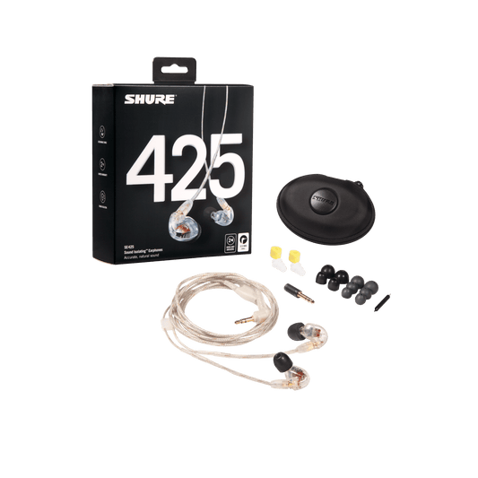 Shure SE425-CL Professional Sound Isolating Earphones, Clear - front view