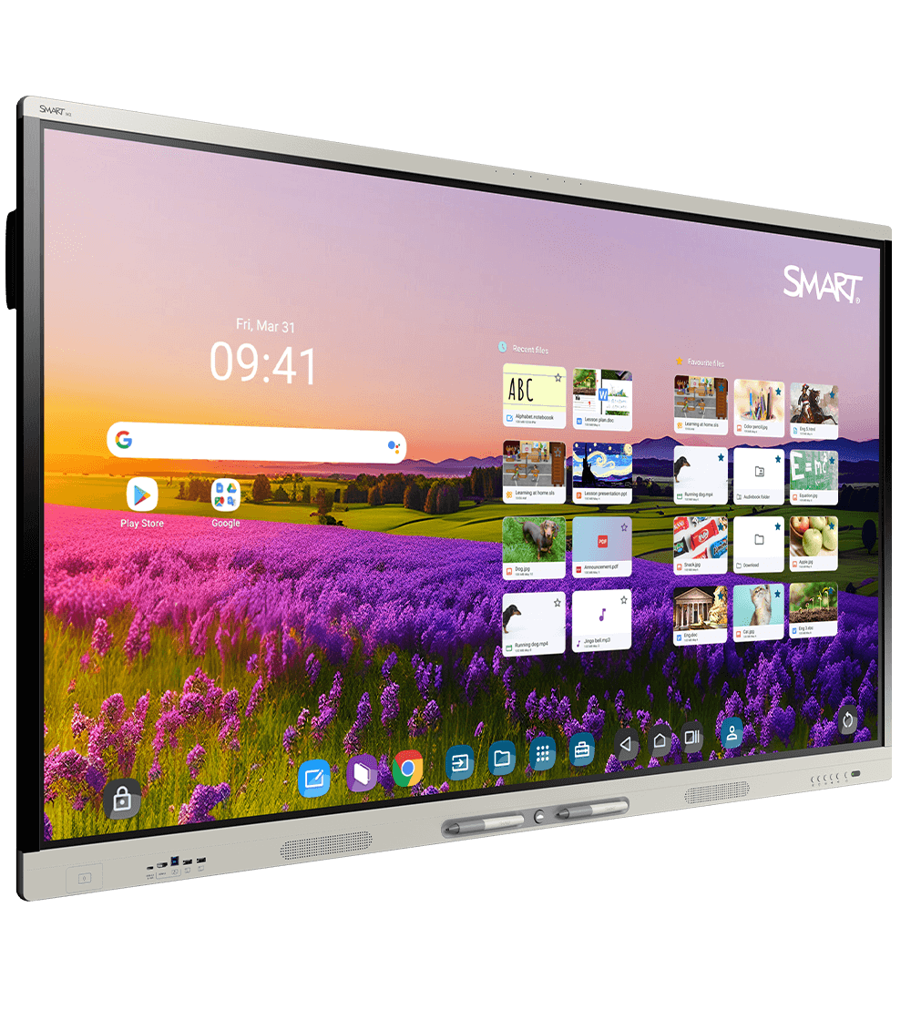 SMART MX075-V5: 75 Inch 4K UHD Interactive Display with iQ - angled view