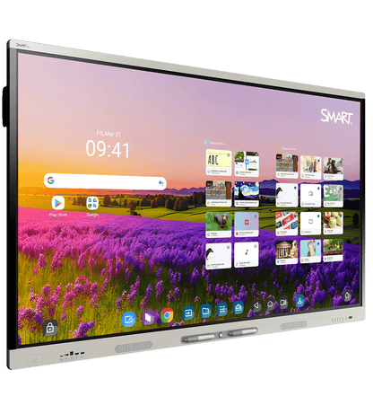 SMART MX075-V5: 75 Inch 4K UHD Interactive Display with iQ - angled view