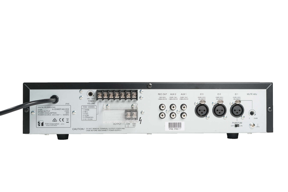 TOA A-2240DT-AS digital PA amplifier - rear view