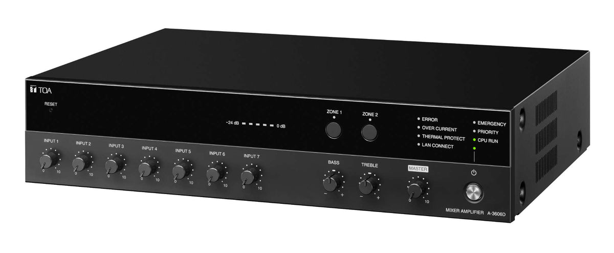 TOA A-3648D digital mixer amplifier - angled view