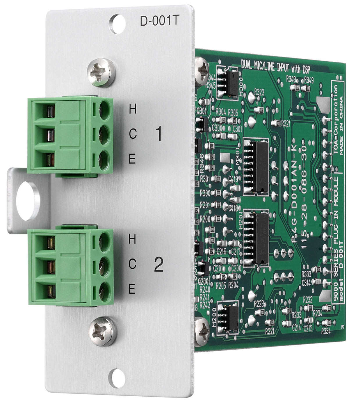 TOA D-001T dual mic / line input module with DSP - angled view
