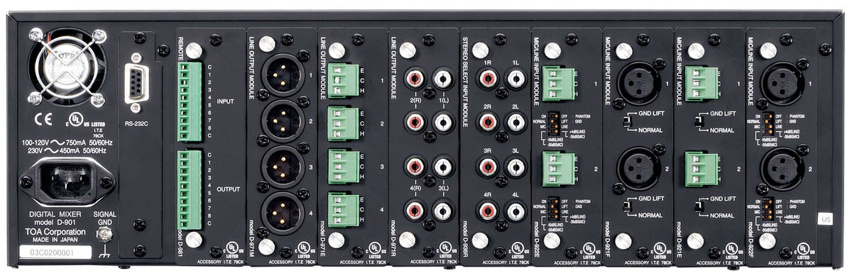 TOA D-901 digital mixer - rear view 2