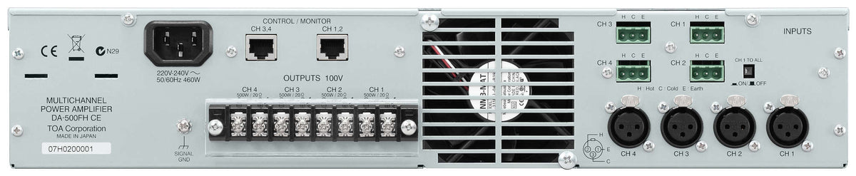 TOA DA-500FH multi-channel digital power amplifier - rear view