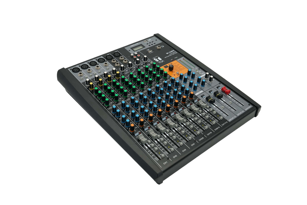 TOA M-124FX-AS analogue console mixer - angled view 2