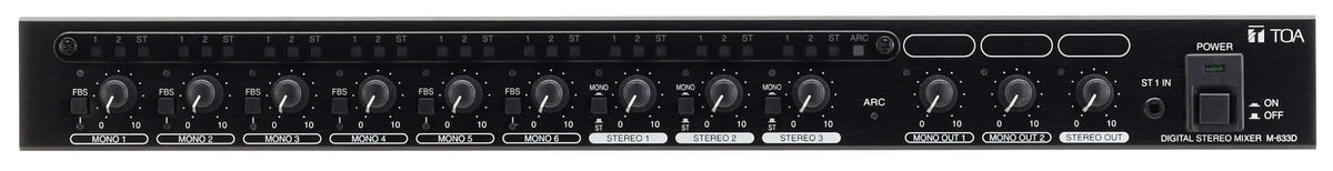 TOA M-633D digital stereo mixer - front view