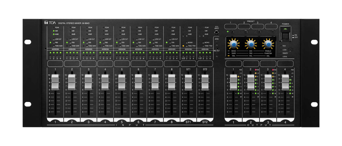 TOA M-864D digital stereo mixer - front view