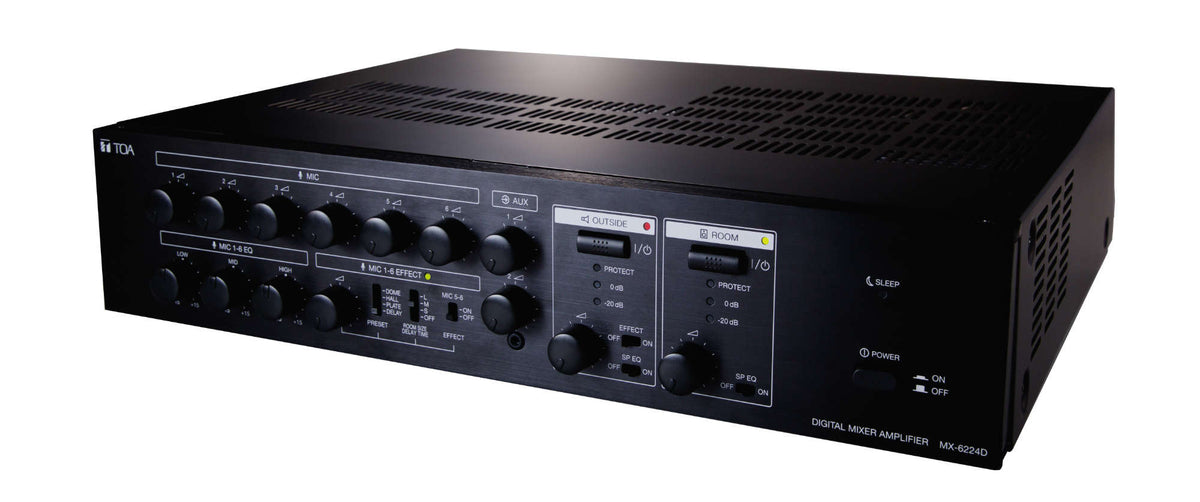 TOA MX-6224D digital mixer amplifier for mosques - angled view