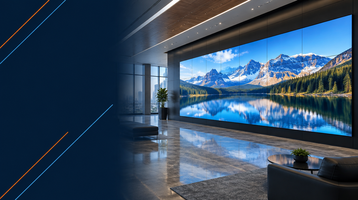 Fine-Pitch LED Video Wall Solutions hero banner — Fine-Pitch LED for Corporate AV's professional AV integration services across India