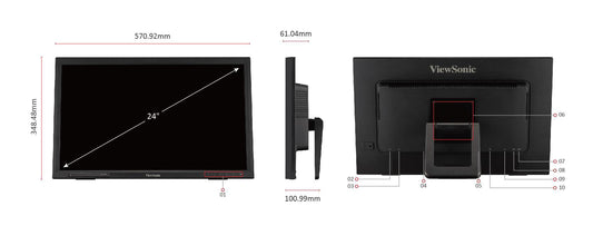 ViewSonic TD2423 24 Inch IR Touch Monitor with 10 Point Touch - front view
