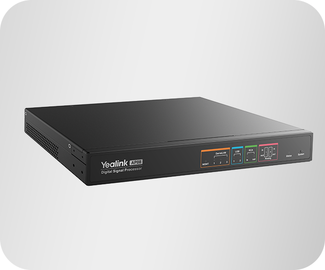 Yealink AP08 Dante digital signal processor - angled view