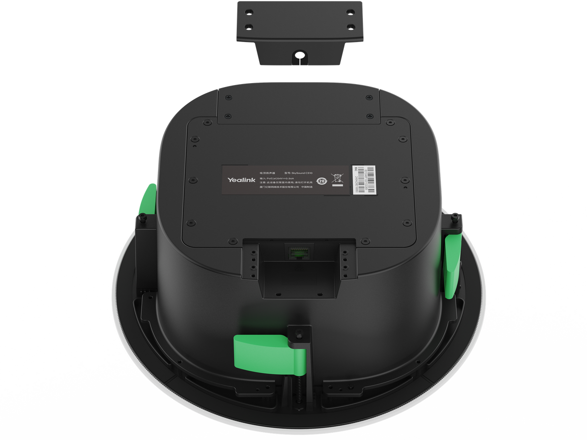 Yealink CS10-D Dante ceiling loudspeaker - rear view with connections
