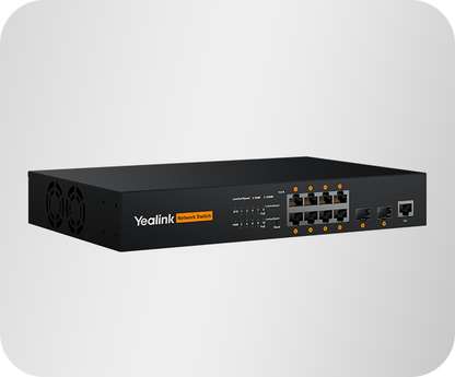 Yealink RCH80 managed PoE+ AV switch - angled view