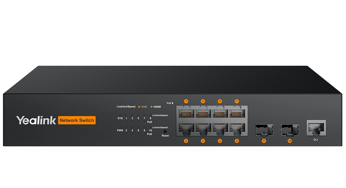 Yealink RCH80 managed PoE+ AV switch - front view
