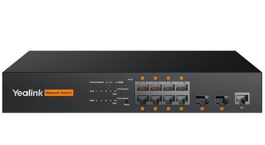 Yealink RCH80 managed PoE+ AV switch - front view