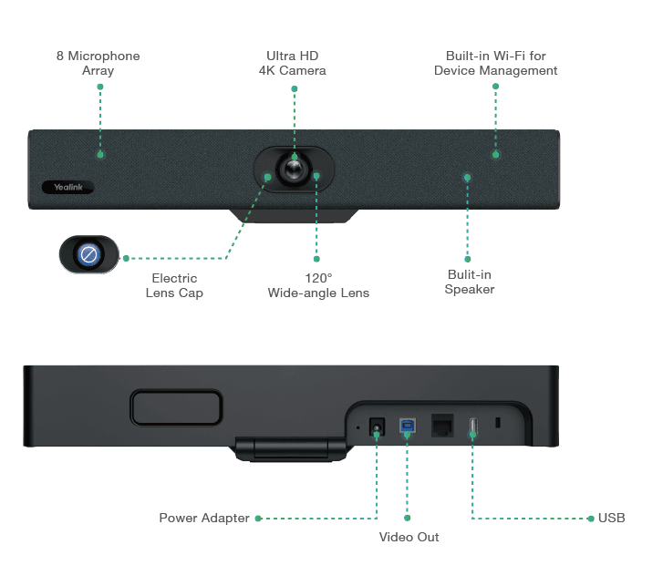 Yealink UVC34 All-in-One USB Video Bar for Small and Huddle Rooms - product view 2
