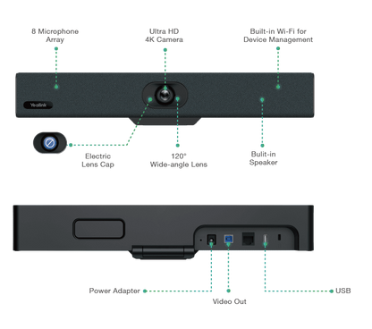 Yealink UVC34 All-in-One USB Video Bar for Small and Huddle Rooms - product view 2